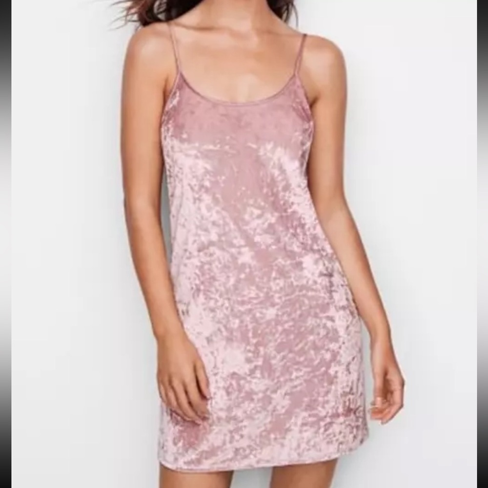 Victoria’s Secret Crushed Velvet Pink Slip Dress